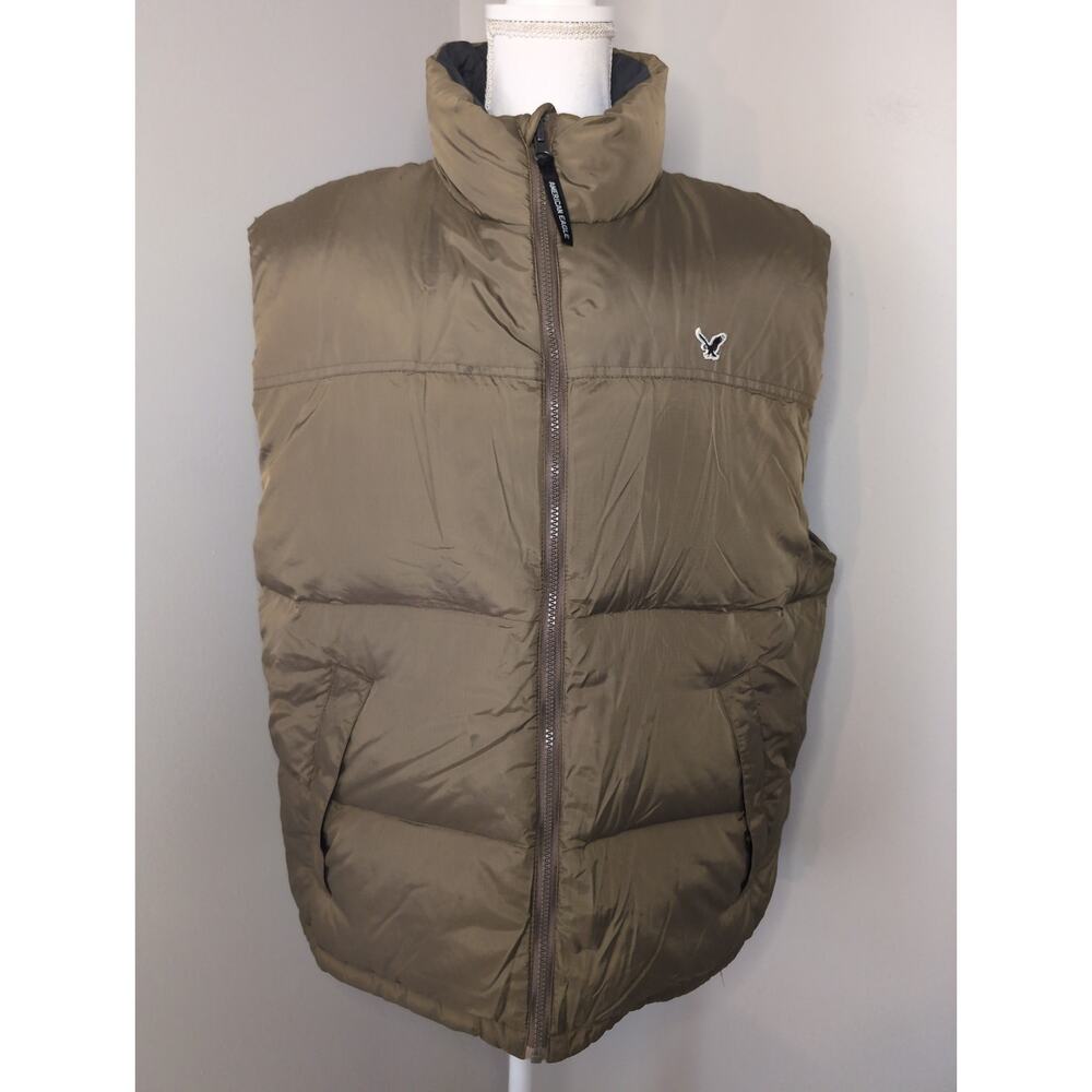 American Eagle puffer down filled reversible zip-up vest Lg